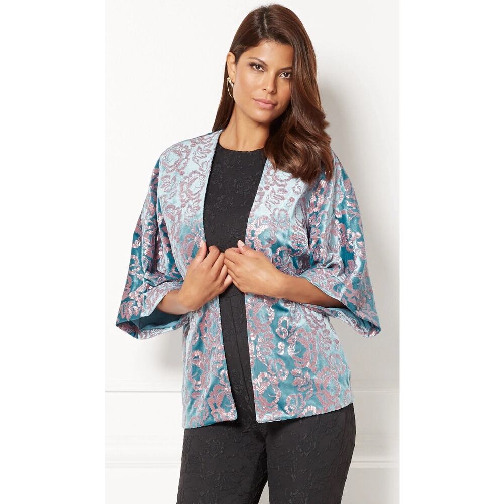 New York & company Velvet Embellished Kimono Jacket - Eva Mendes Size L/XL